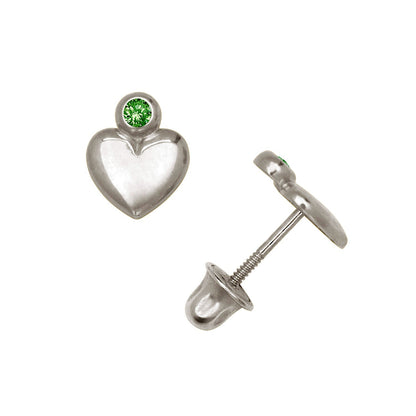 14K Yellow & White Gold Heart Shaped CZ Stud Earrings for Women