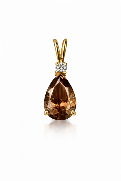 14k Yellow Gold Pear CZ Birthstone Pendant