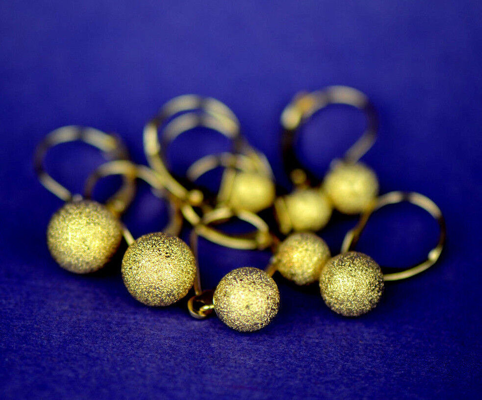 14k Yellow Gold Dangle Laser Cut Ball Leverback Pierced Earrings