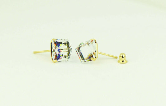 14k Yellow Gold Cube Tornasol  Stud Earrings