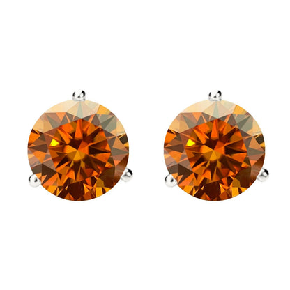 14K Gold GRA CertifiedD-VVS1 Orange Moissanite ScrewBack Stud Earrings