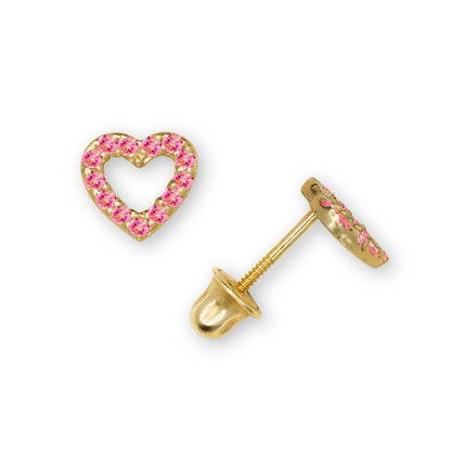 14K Yellow & White Gold Beautiful Small CZ Heart Shaped Stud Earrings for Women