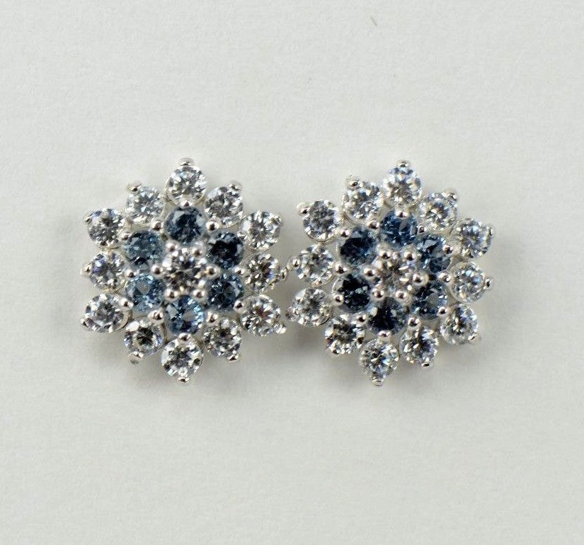 14k White Gold Flower Stud Earrings with screw back