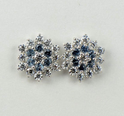 14k White Gold Flower Stud Earrings with screw back