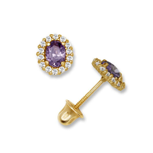14K Yellow & White Gold Oval Shaped Gorgeous Stud Earrings Women for Women