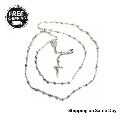 925 STERLING SILVER ITALIAN ROSARY 3mm 24"