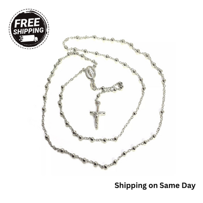 925 STERLING SILVER ITALIAN ROSARY 3mm 24"