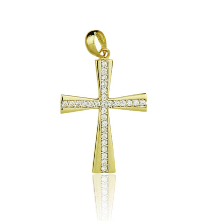 14k Yellow or White Gold Cz Cross Pendant