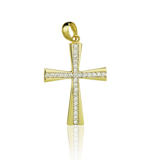 14k Yellow or White Gold Cz Cross Pendant
