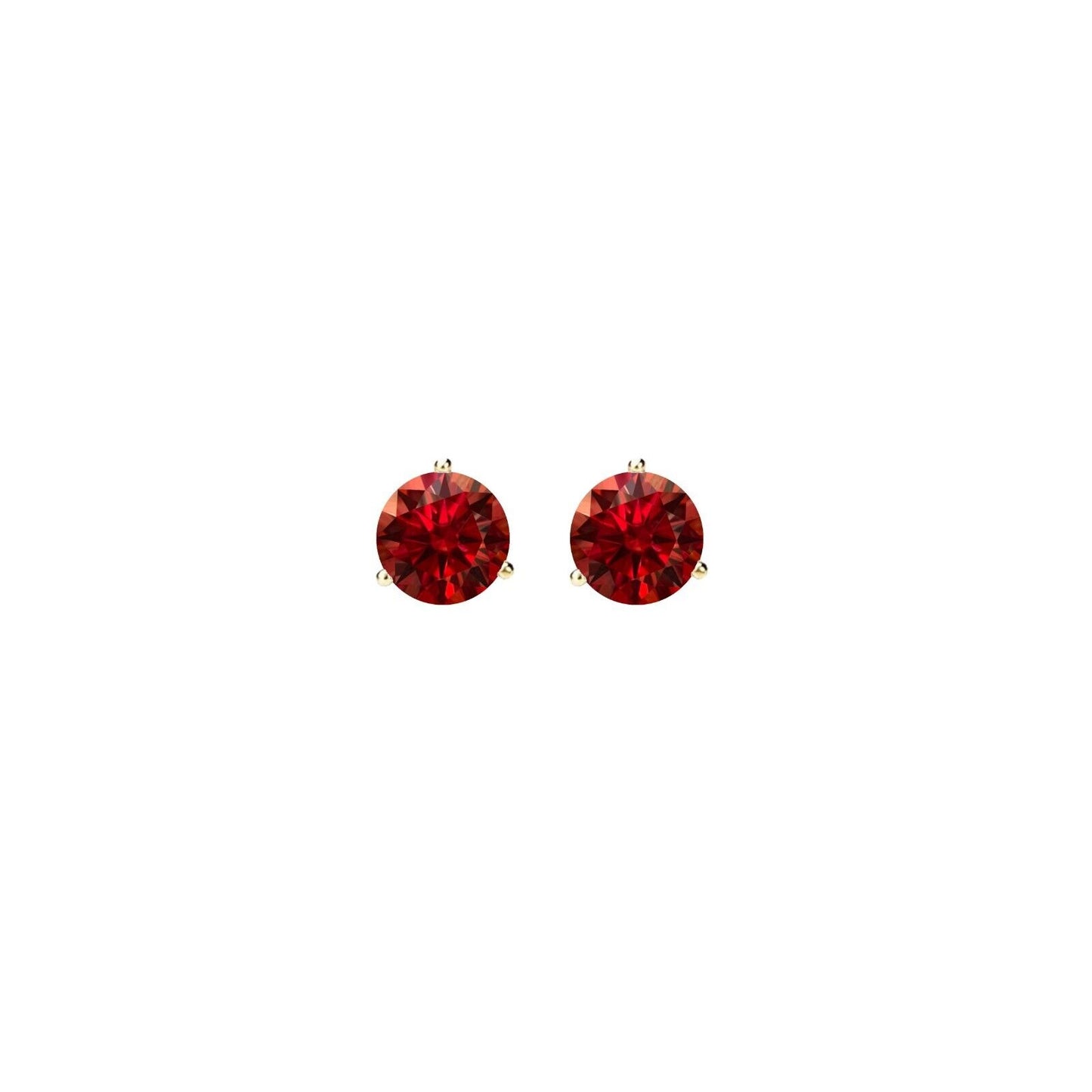 14K Gold GRA CertifiedD-VVS1 Garnet Moissanite ScrewBack Stud Earrings