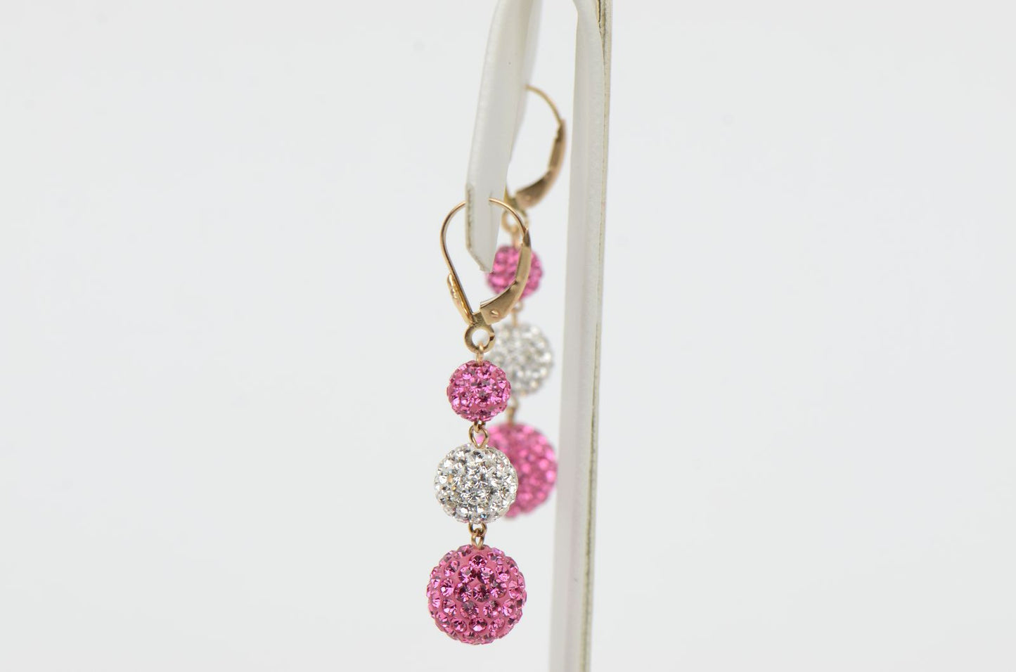 14K Yellow Gold Leverback Dangle Earrings with Genuine Czech Crystals