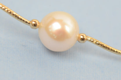 14k Yellow Gold Natural White Pearls 3pcs Women Set:Necklace, Bracelet, Earrings