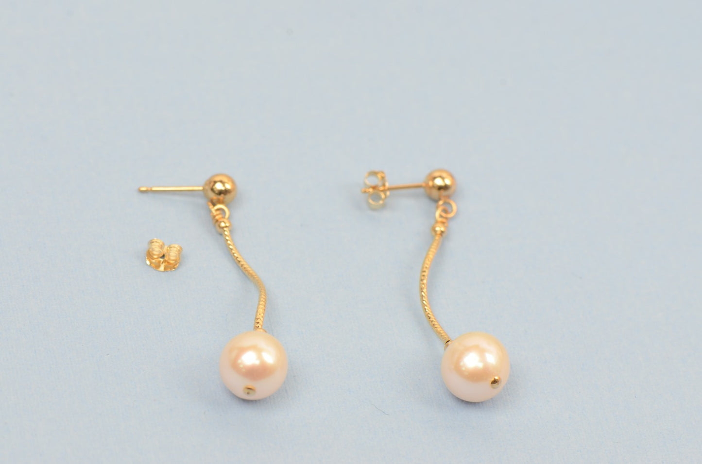 14k Yellow Gold Natural White Pearls 3pcs Women Set:Necklace, Bracelet, Earrings