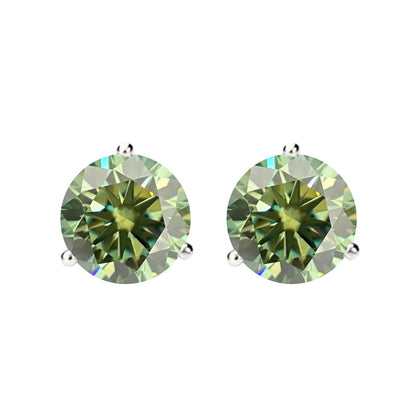 14K Gold GRA CertifiedD-VVS1 Green Moissanite ScrewBack Stud Earrings