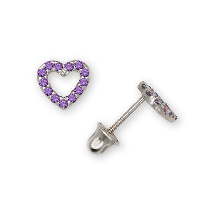 14K Yellow & White Gold Beautiful Small CZ Heart Shaped Stud Earrings for Women