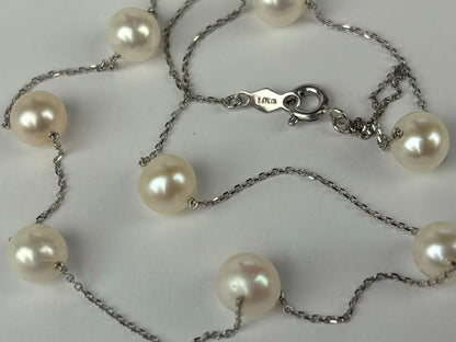 14k Yellow & White Gold Genuine White Pearls by the yard 16"& 18" Necklace