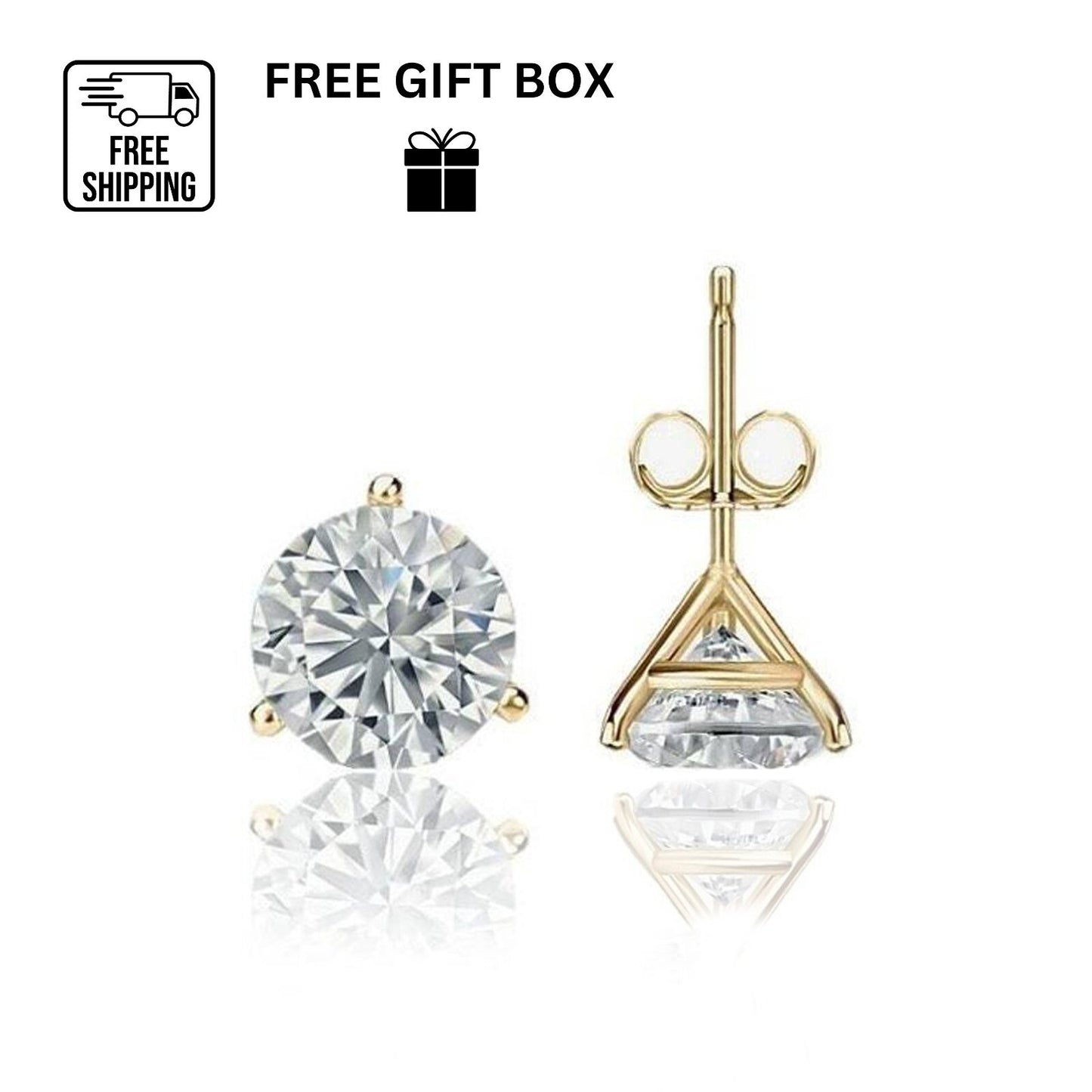 14k Yellow Gold Round AAA Quality CZ Martini Stud Earrings