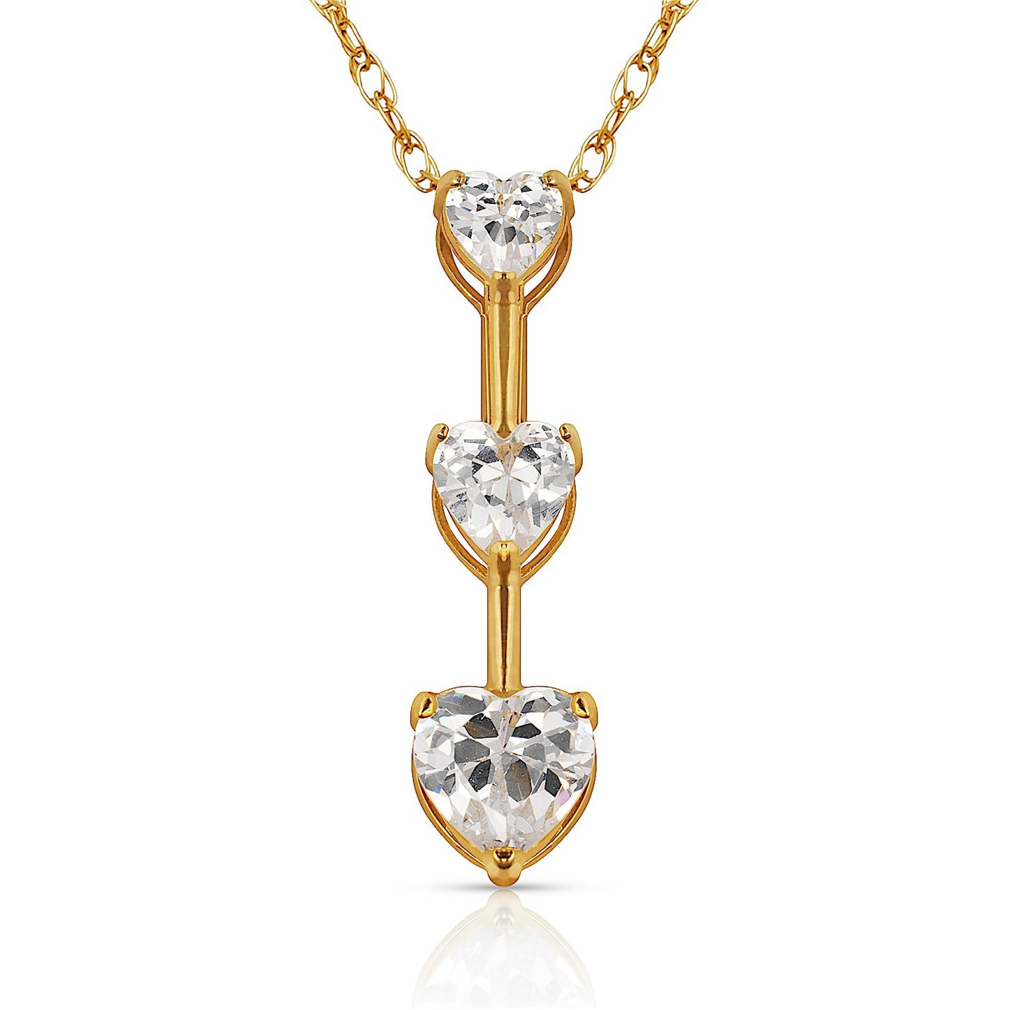 14K Yellow & White Gold Heart Pendant For Women