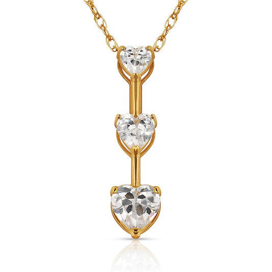 14K Yellow & White Gold Heart Pendant For Women