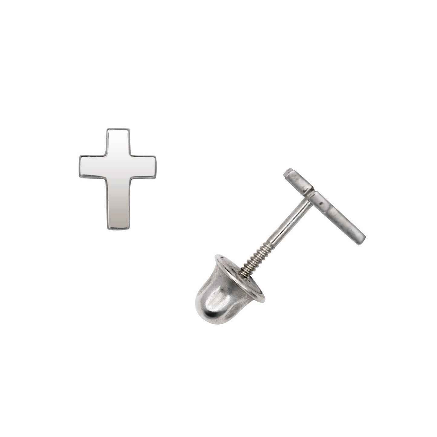 14K Yellow & White Gold Cross Stud Earrings for Women