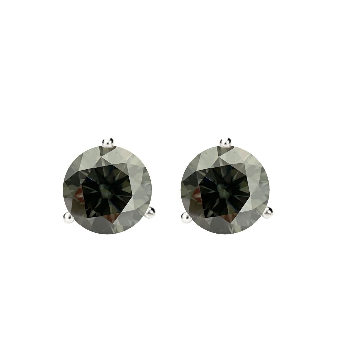 14K Gold GRA CertifiedD-VVS1 Grey Moissanite ScrewBack Stud Earrings