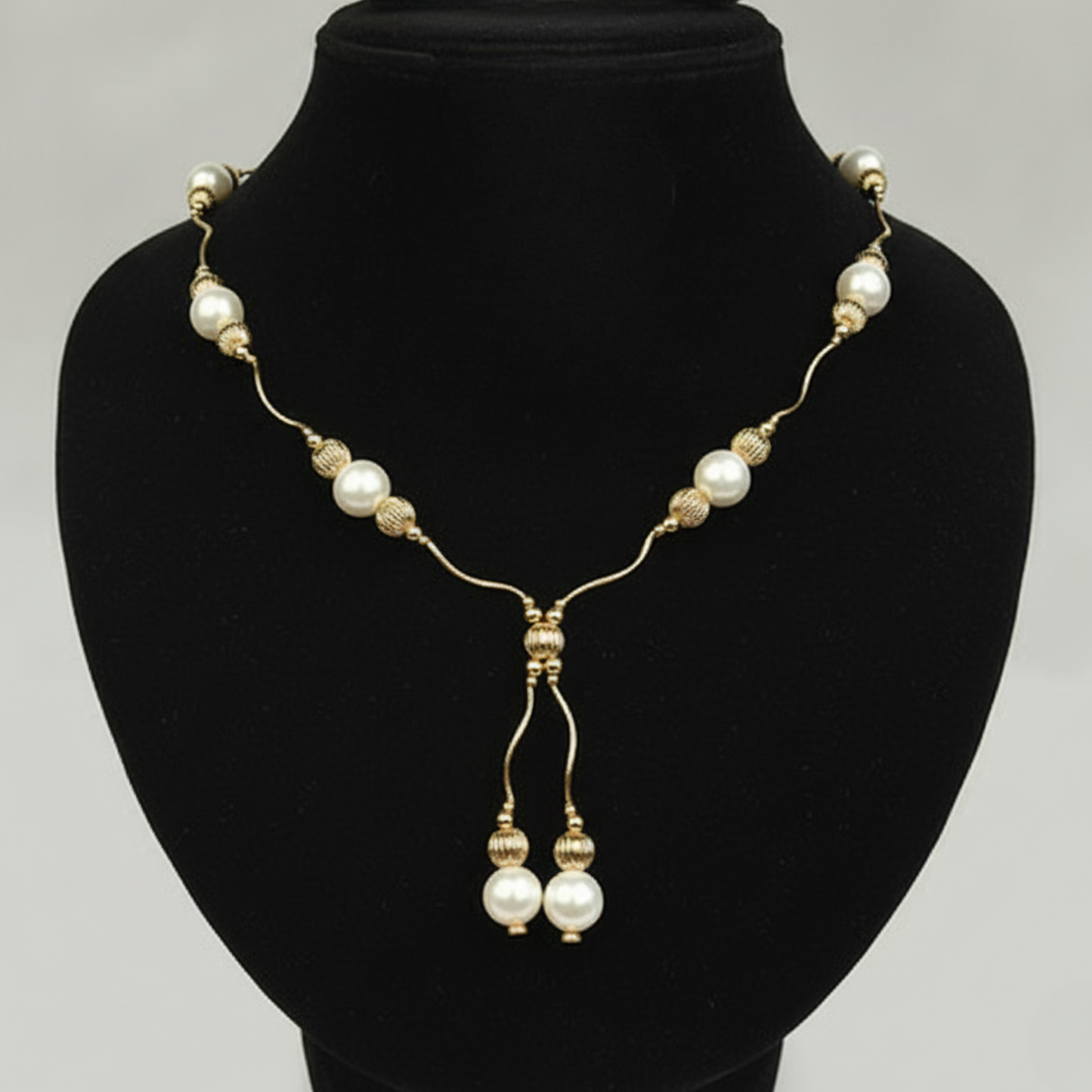14K Yellow Gold Genuine White Pearls Necklace for Women Elegant  Jewelry Gift