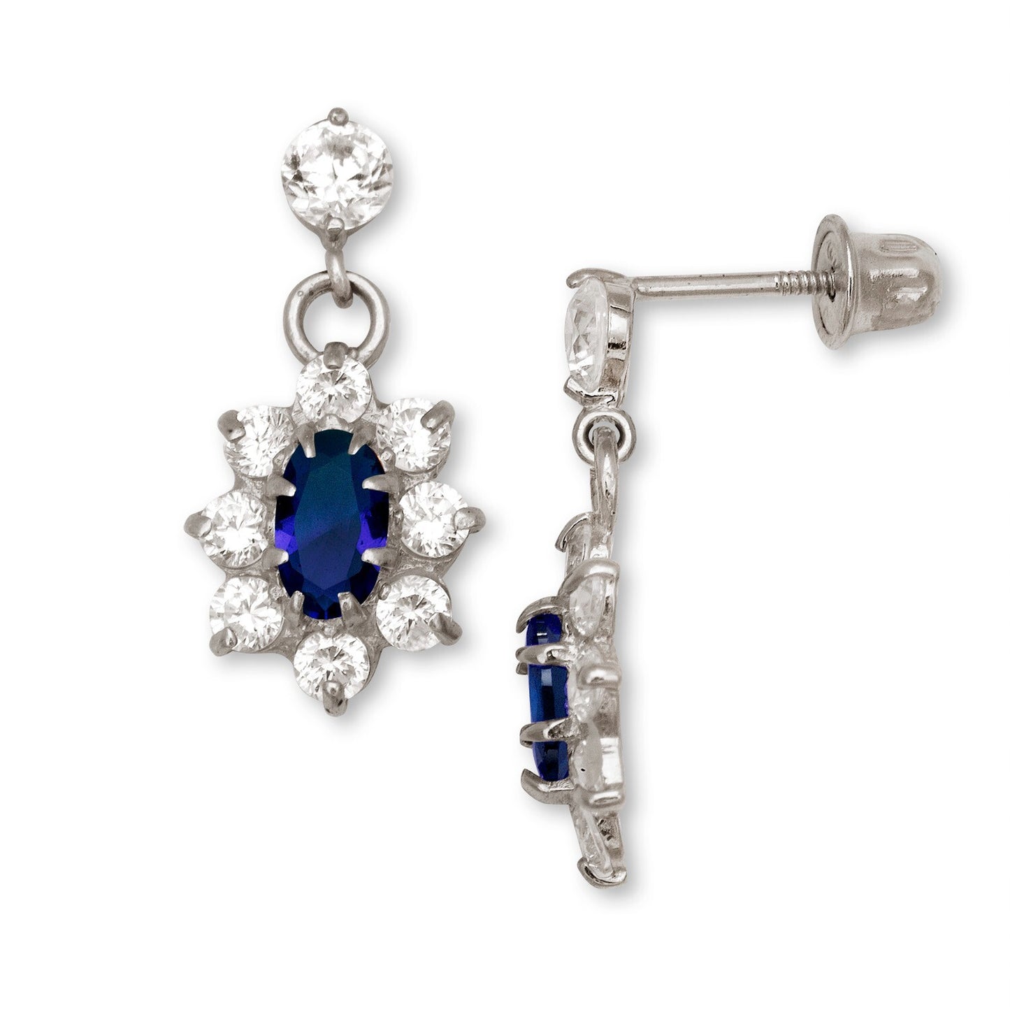 14K Yellow & White Gold Dangle Flower Shape Earrings for Women