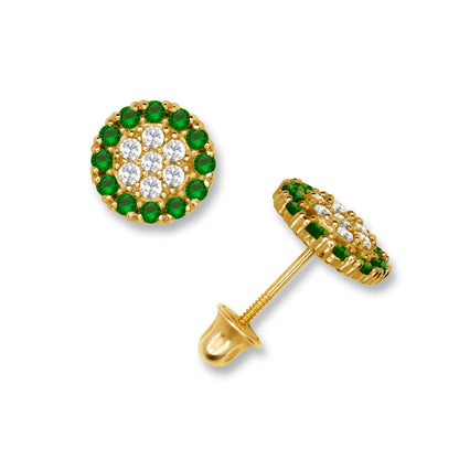14K Yellow & White Gold Round Shaped Beautiful Stud Earrings for Women