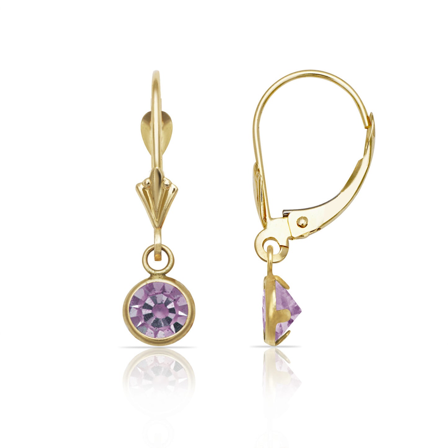 14k Yellow Gold CZ Leverback Earrings