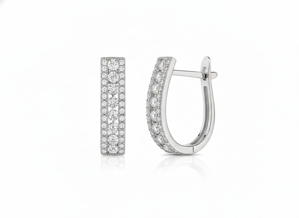 14k White Gold CZ Birthstone Leverback Earrings