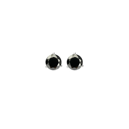 14K Gold GRA CertifiedD-VVS1 Black Moissanite Martini PushBack Stud Earrings