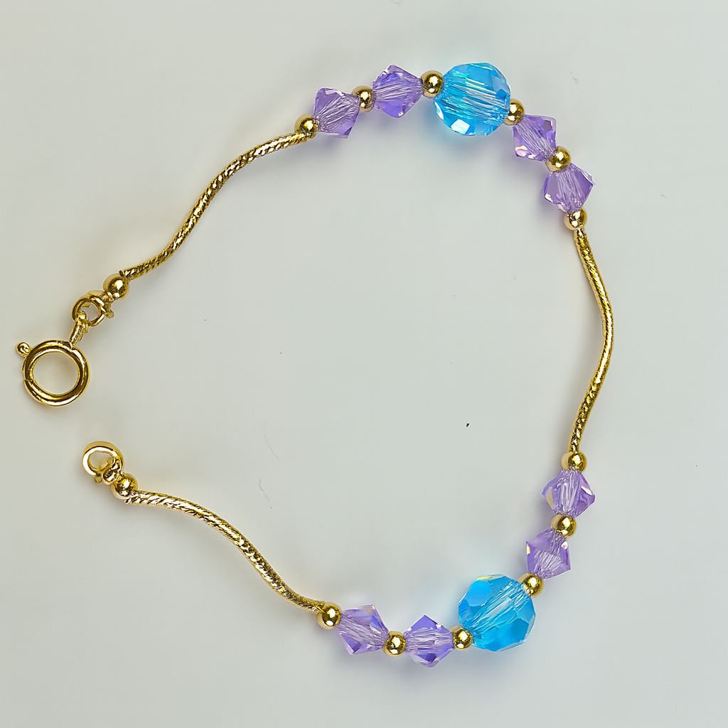 14K Yellow Gold Elegant Crystals Bracelet Kids Baby Girls & Boy