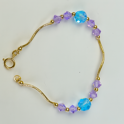 14K Yellow Gold Elegant Crystals Bracelet Kids Baby Girls & Boy