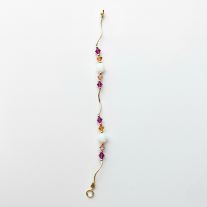 14k Yellow Gold Baby Bracelet made with Opal and Crystals from Swarovski