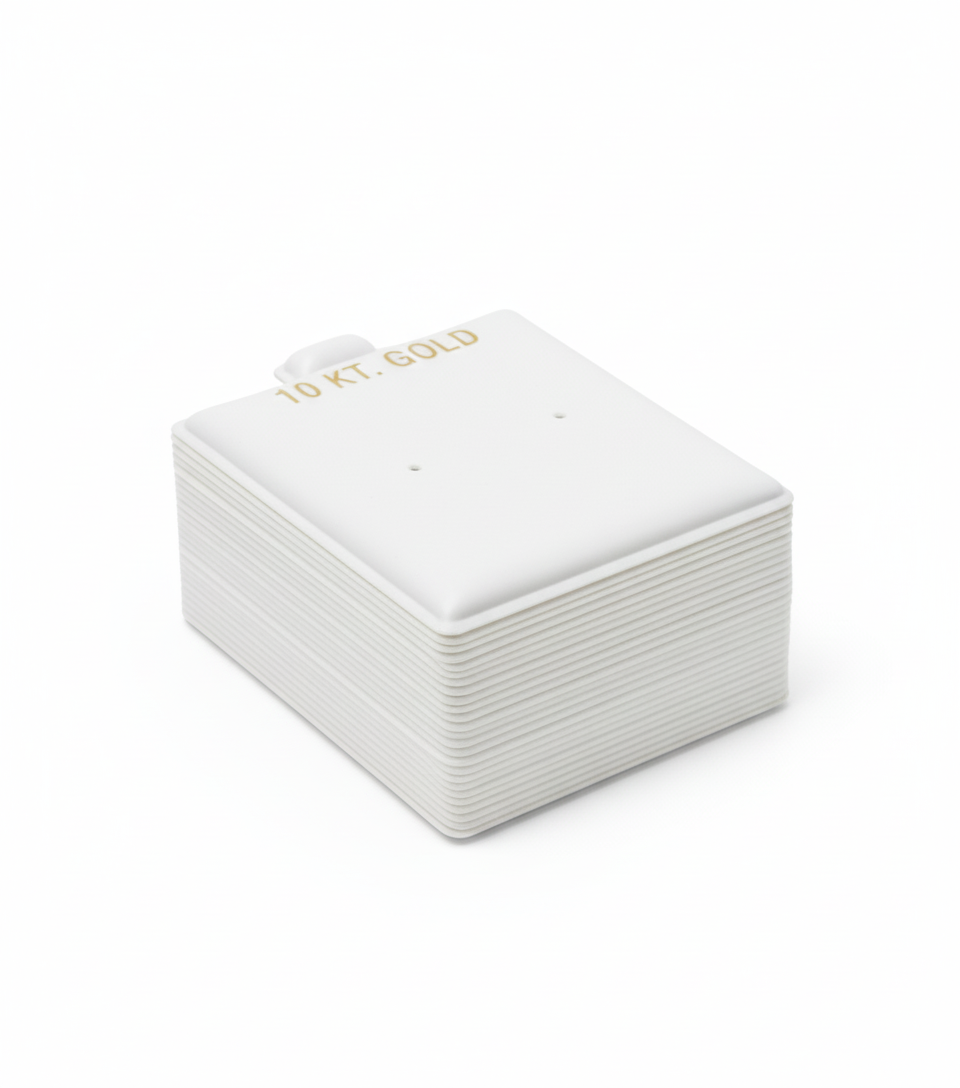 White Vinyl 10K Center Punch Earring Card Puff Pad Jewelry DisplayHolder 100 Pcs