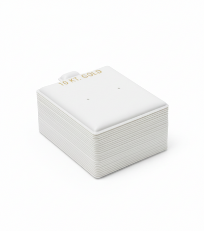 White Vinyl 10K Center Punch Earring Card Puff Pad Jewelry DisplayHolder 100 Pcs