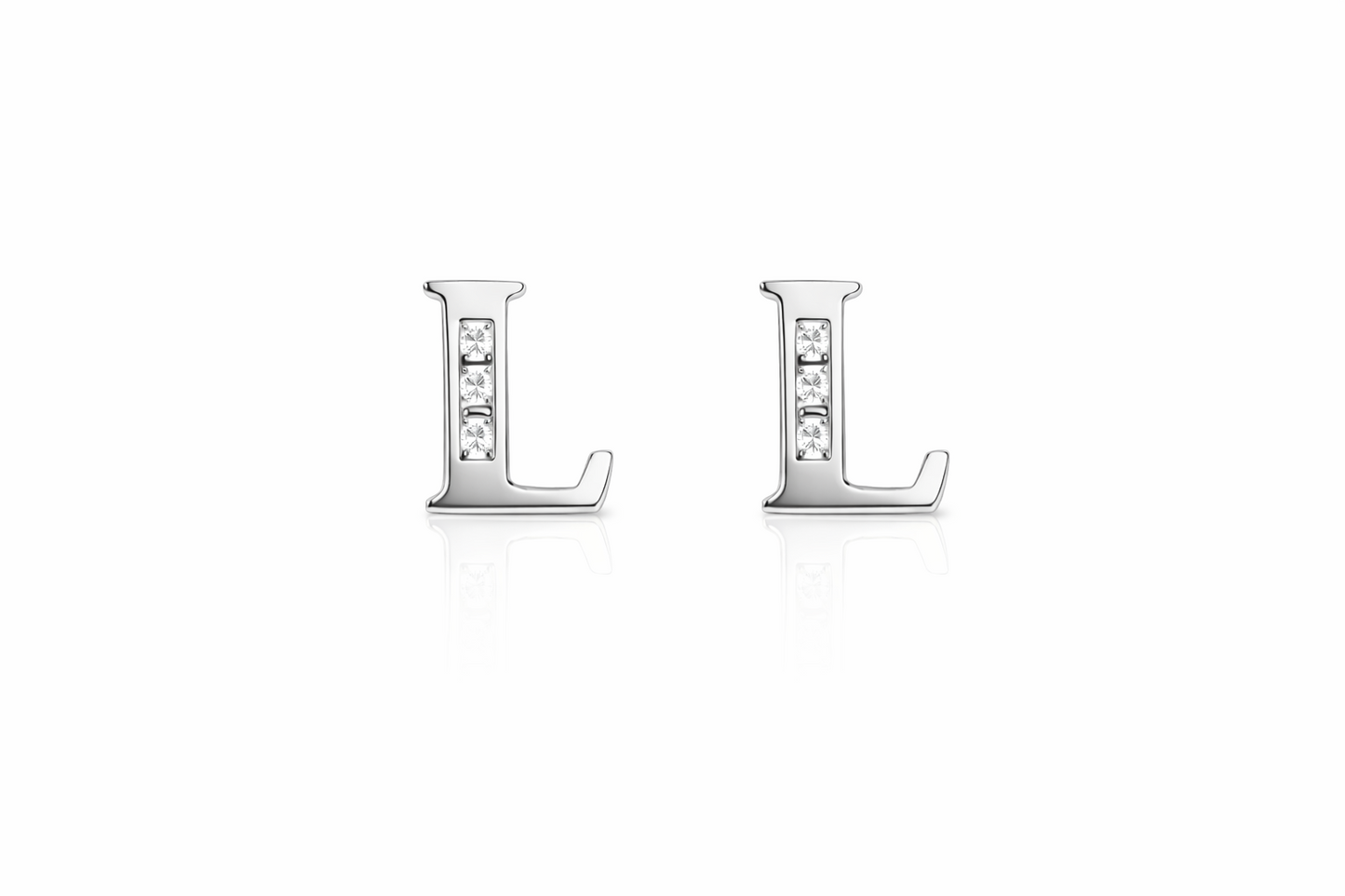 14k Yellow or White Gold Initial Letters CZ Stud Earrings