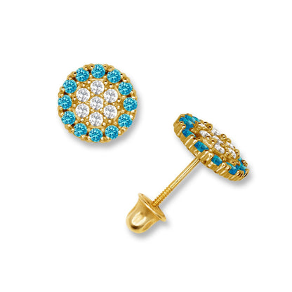 14K Yellow & White Gold Round Shaped Beautiful Stud Earrings for Women