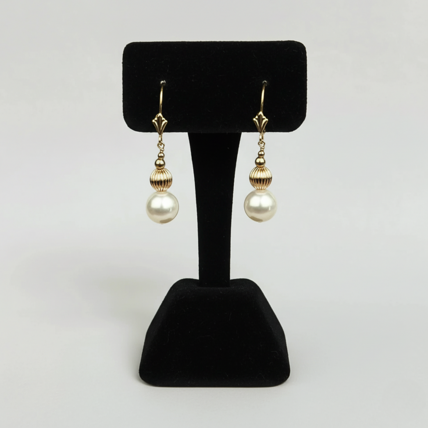 14K Yellow Gold Elegant Freshwater Pearl Dangel Earrings for Women