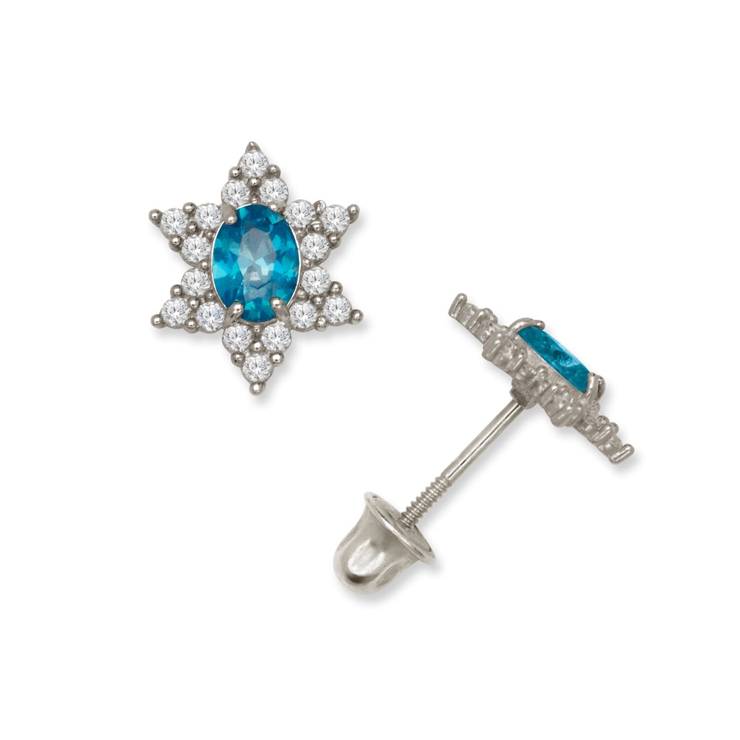 14K Yellow & White Gold Beautiful Star Shaped Stud Earrings for Girls