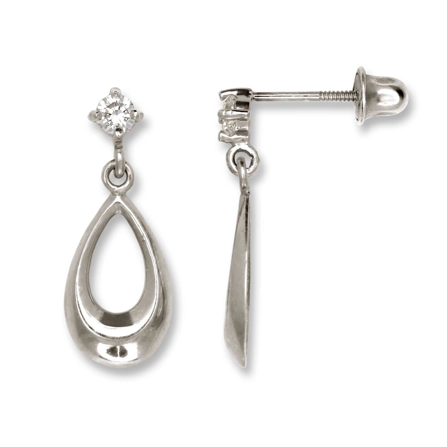 14K Yellow & White Gold Teardrop Shape CZ Dangle Fashion Earrings for Women