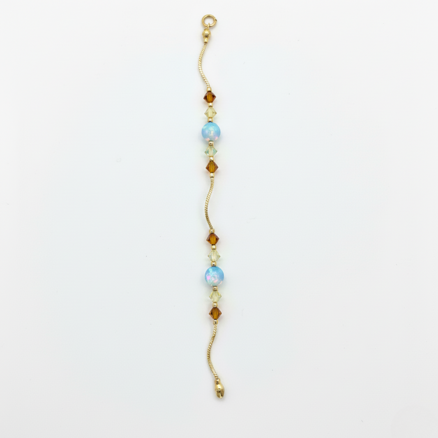 14k Yellow Gold Baby Bracelet made with Opal and Crystals from Swarovski