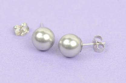 925 Sterling Silver Classic Pearls push back Stud Earrings for Women