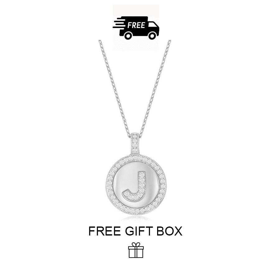 925 Sterling Silver Initial Letter Pendant With Cubic Zirconia