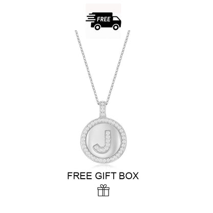 925 Sterling Silver Initial Letter Pendant With Cubic Zirconia