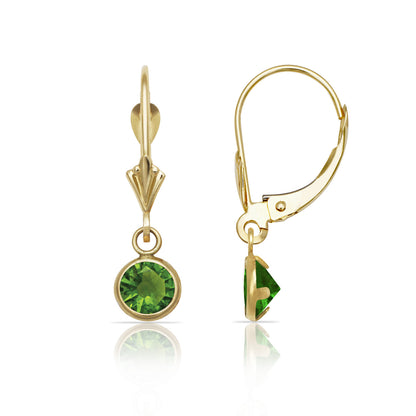 14k Yellow Gold CZ Leverback Earrings
