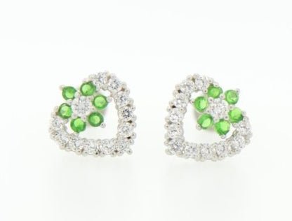 14K White Gold Heart Shape CZ Stud Earrings