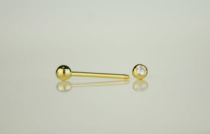 14k Yellow or White Gold Ball Barbell Bar Tongue Body Jewelry Piercing