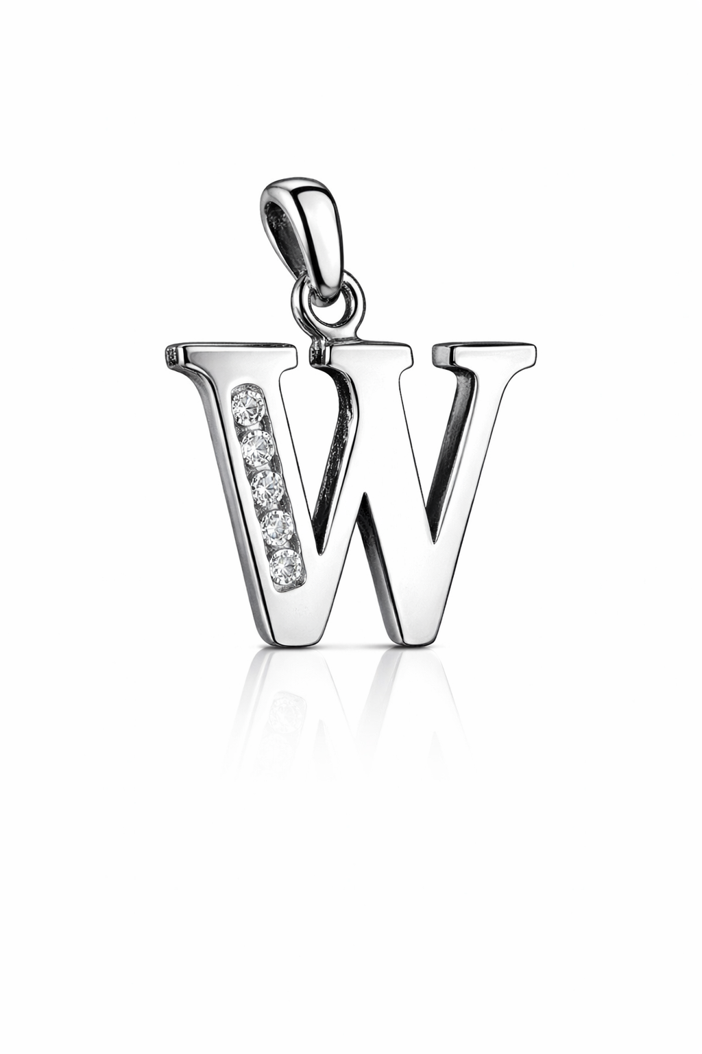925 Sterling Silver Initial Letter CZ Pendant