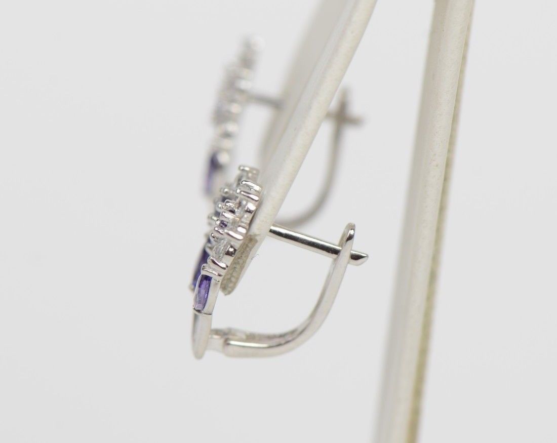 Sterling Silver 925 flower shaped liverback earrings with Birthstone